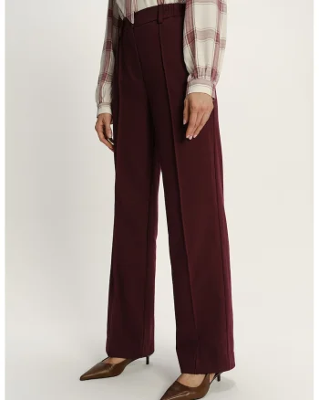 Pantaloni drepti din amestec de modal, Maro cognac