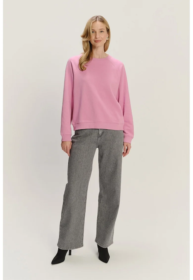 Bluza de trening lejera cu maneci raglan, Roz pastel