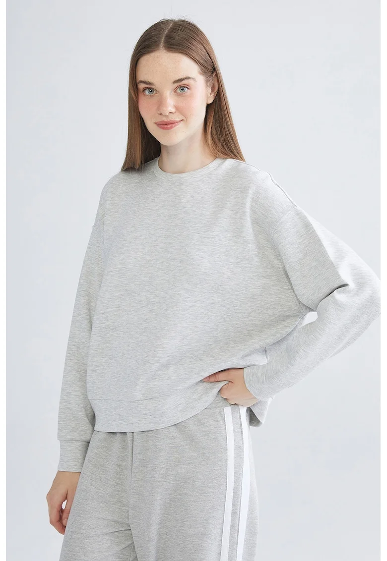 Bluza de trening lejera din amestec de bumbac, Gri deschis melange
