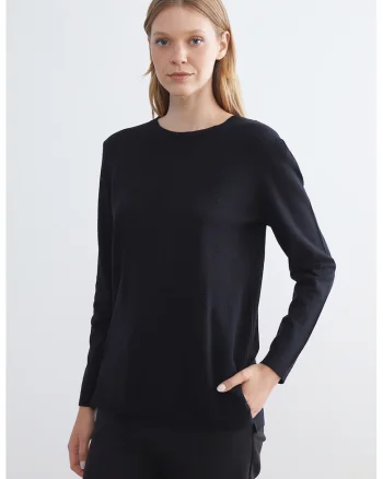 Pulover lejer tricotat fin, Negru