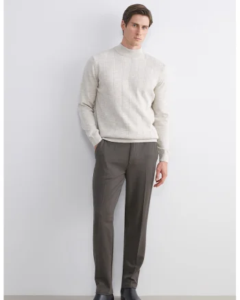 Pantaloni chino cu talie medie, Kaki