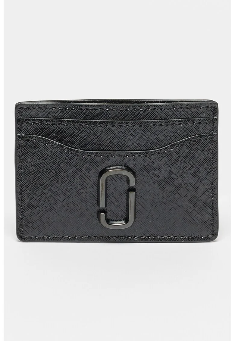 Portcart de piele cu logo metalic The Utility, Negru