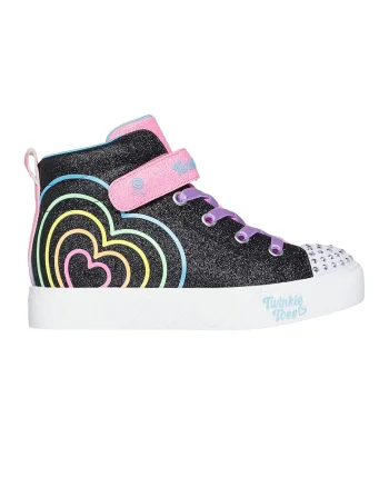 Tenisi mid-high cu lumini led Twinkle Toes Heart Steps, Negru/Roz