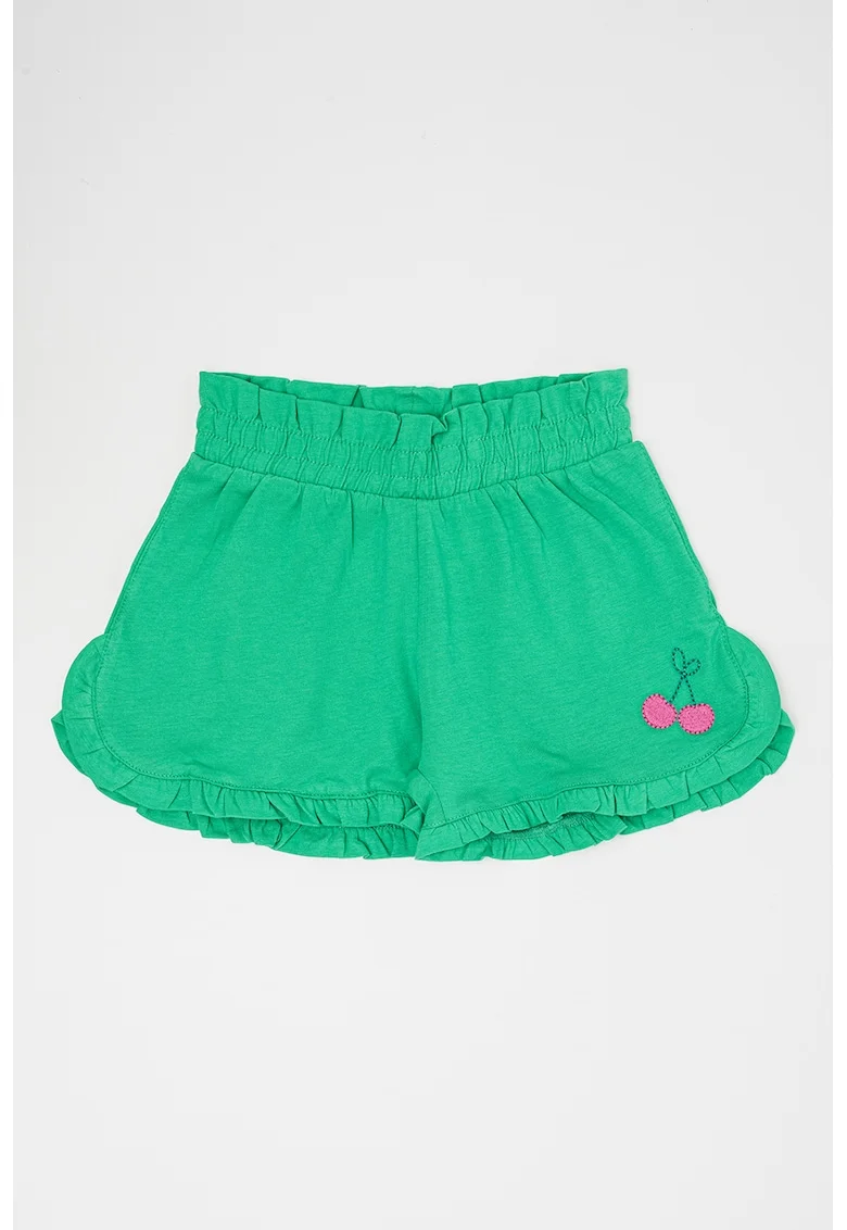Pantaloni scurti cu detaliu brodat, Verde aquamarin