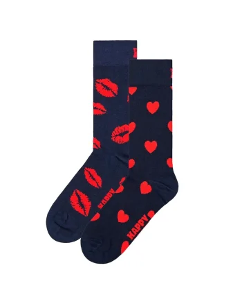 Set de sosete lungi unisex cu imprimeu - 2 perechi, Rosu vermillion/Bleumarin