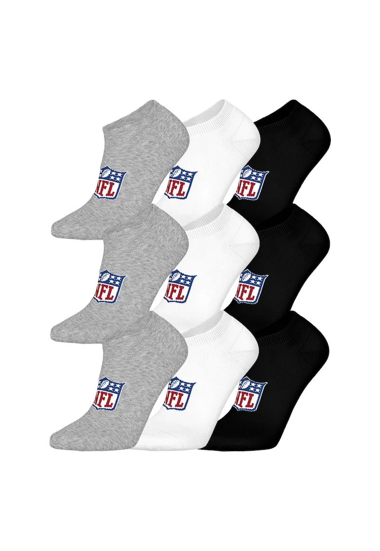 Set de sosete unisex cu logo - 9 perechi, Alb/Negru/Gri