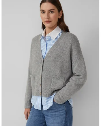 Cardigan supradimensionat cu buzunare aplicate, Gri deschis