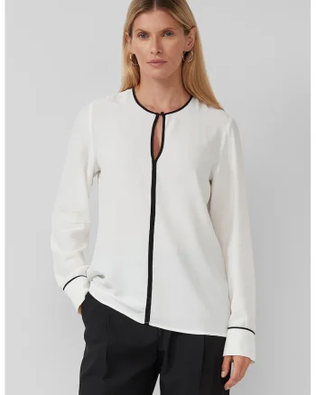 Bluza cu decupaj frontal, Alb/Negru