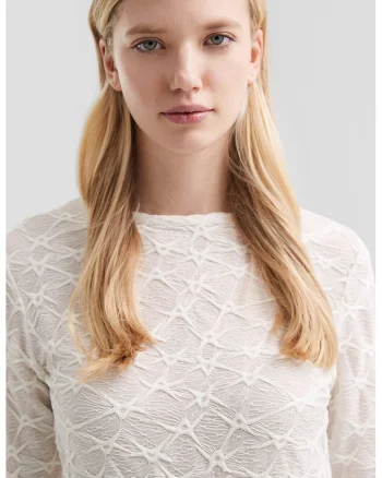 Bluza uni texturata, Alb
