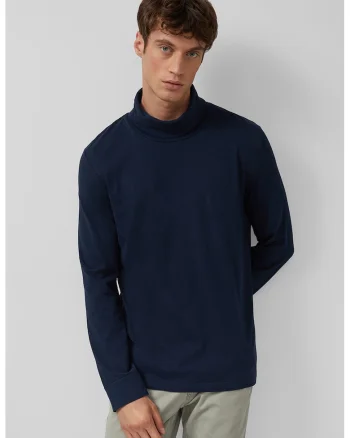 Bluza uni de bumbac cu guler inalt