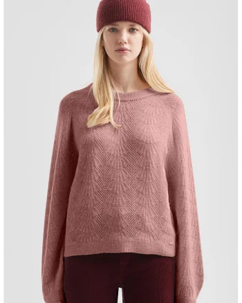 Pulover lejer cu maneci raglan, Roz prafuit