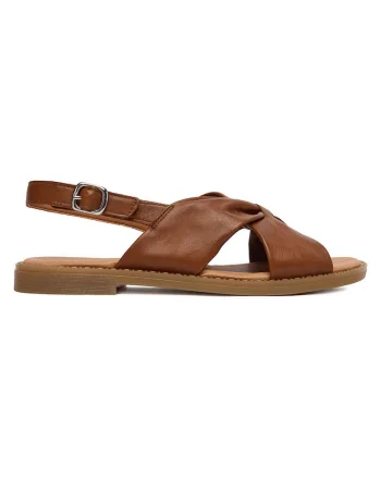 Sandale dama,  velcro, piele naturala, maro, Maro