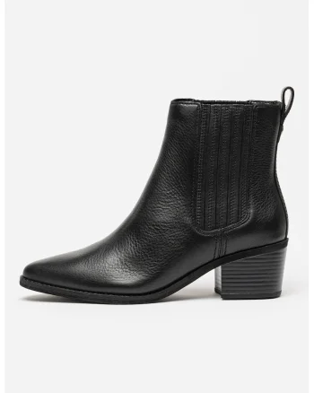 Botine cowboy de piele Morzine, Negru stins