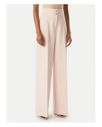 Pantaloni dama,  roz, material textil, casual, regular fit,