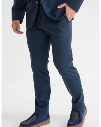 Pantaloni uni regular fit, Albastru inchis