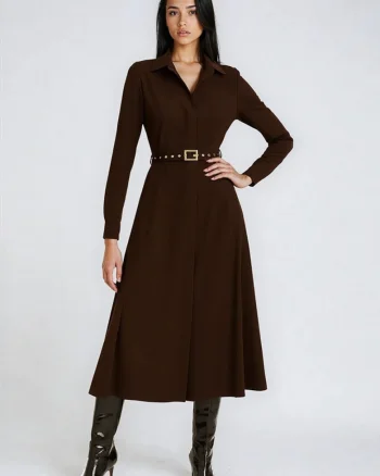 Rochie-camasa midi cu amestec de viscoza Sylvie