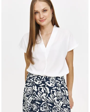 Tricou cu decolteu in V, Alb