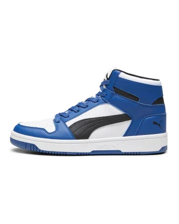 Pantofi sport high-top de piele ecologica Rebound LayUp, Alb/Negru/Albastru
