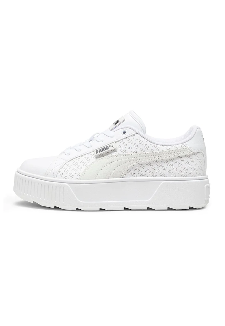 Pantofi sport de piele si piele ecologica Karmen Logobsession, Negru stins/Alb optic