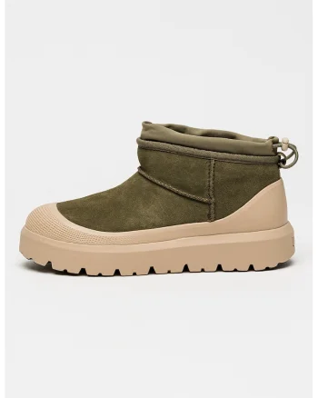 Ghete fara inchidere unisex Classic Ultra Mini, Bej/Kaki pal