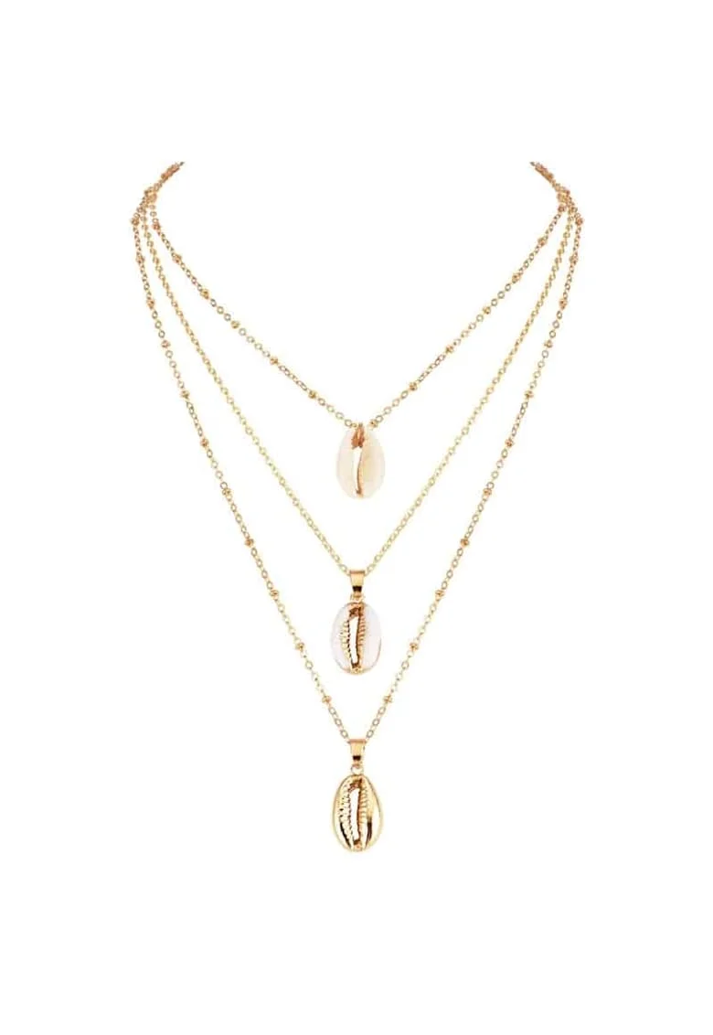 Colier cu scoici Antres Gold C12,  Aliaj metalic, Auriu