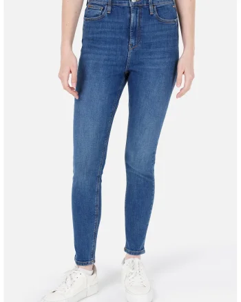 Blugi skinny cu talie inalta, Albastru prafuit