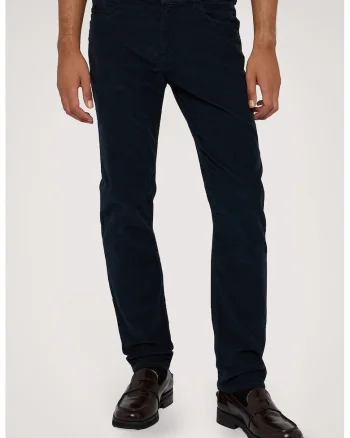 Pantaloni din reiat cu model uni, Negru