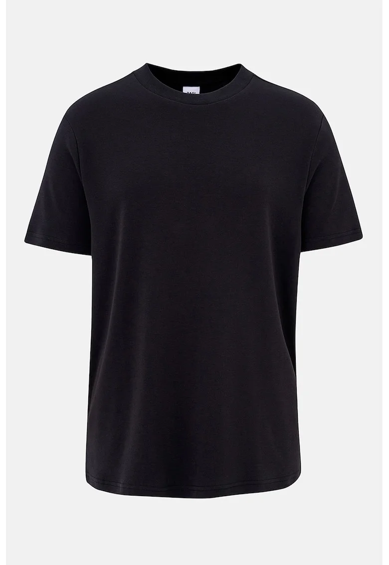 Tricou de casa din bumbac cu decolteu la baza gatului, Negru