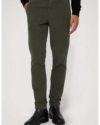 Pantaloni din amestec de bumbac cu model uni, Kaki