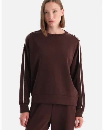 Bluza de trening cu maneci cazute, Maro