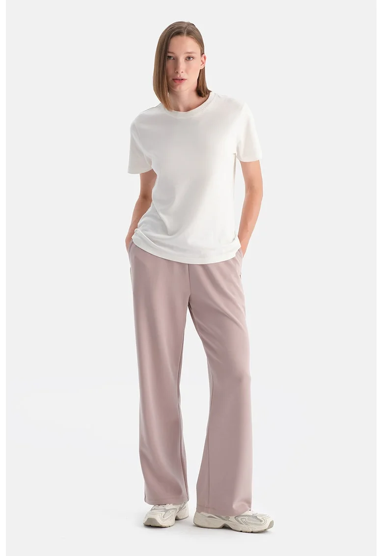 Pantaloni de trening relaxed fit cu nasturi, Roz prafuit