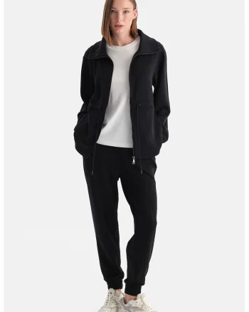 Pantaloni de trening relaxed fit cu talie medie, Negru