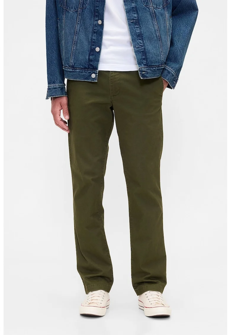 Pantaloni chino cu croiala dreapta, Kaki pal