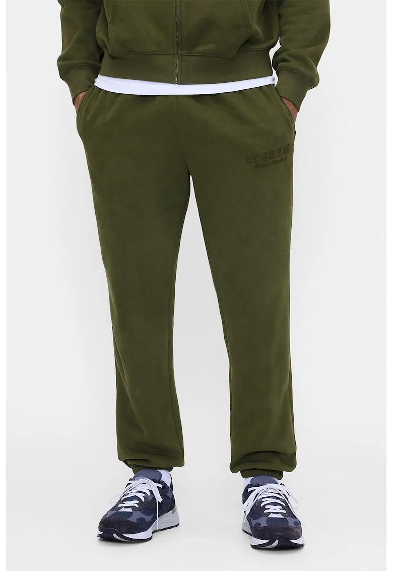 Pantaloni de trening din bumbac cu buzunare laterale, Kaki pal