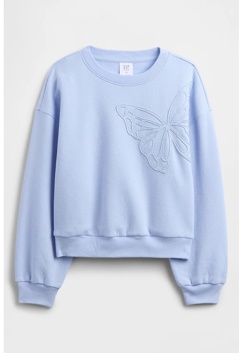 Bluza de trening din amestec de bumbac cu broderie, Albastru glaciar