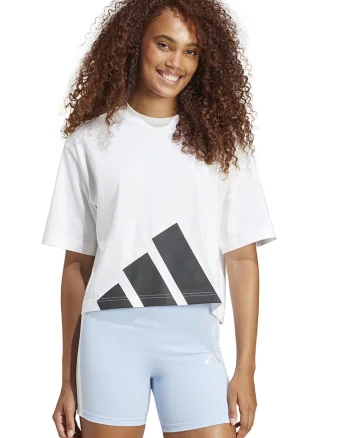 Tricou crop cu croiala lejera Essential, Alb