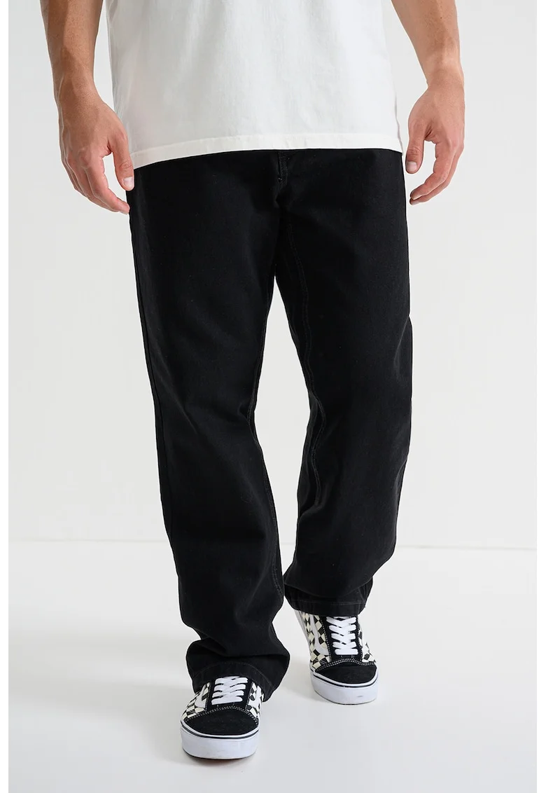 Blugi relaxed-fit din bumbac cu talie medie, Negru