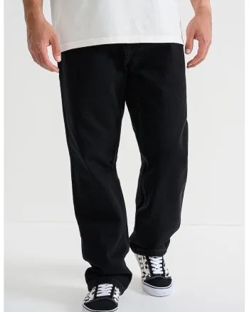 Blugi relaxed-fit din bumbac cu talie medie, Negru