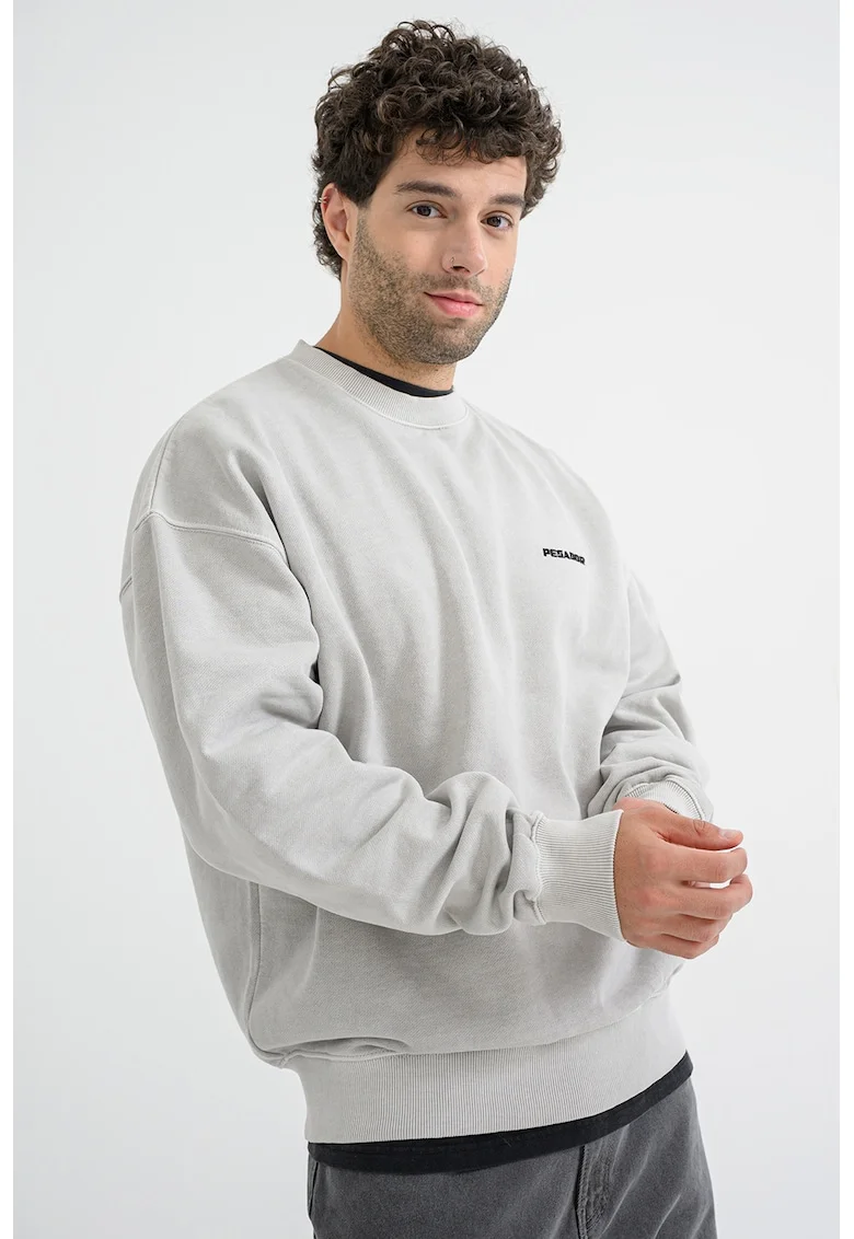 Bluza de trening cu maneci cazute si croiala lejera, Gri deschis