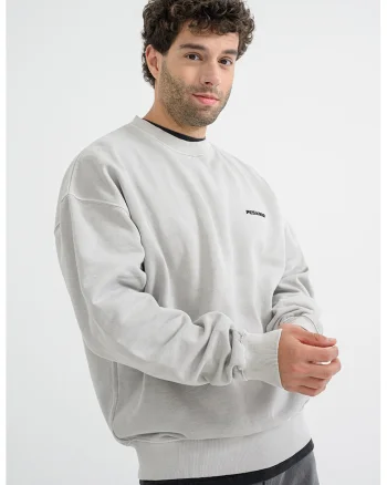 Bluza de trening cu maneci cazute si croiala lejera, Gri deschis