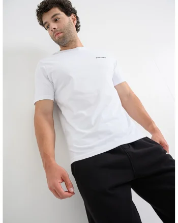 Tricou regular-fit cu logo discret, Alb optic
