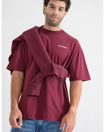 Tricou lejer din bumbac cu logo, Rosu inchis