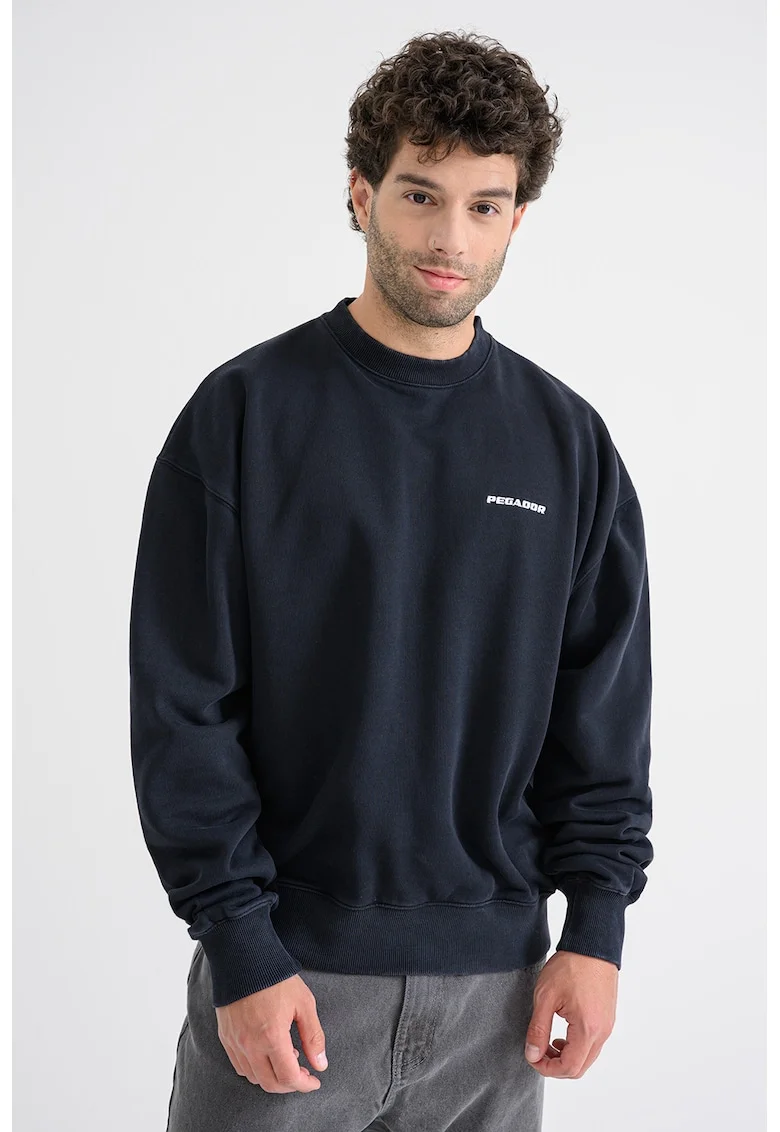 Bluza de trening cu maneci cazute si croiala lejera, Negru stins