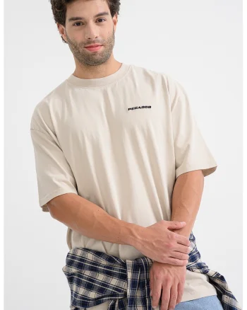 Tricou lejer din bumbac cu logo, Bej deschis