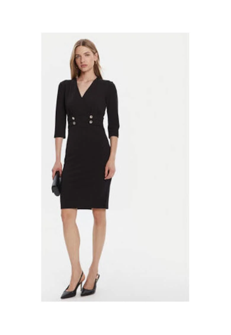 Rochie cocktail Femeie,  Negru, 95% poliester, 5% elastan