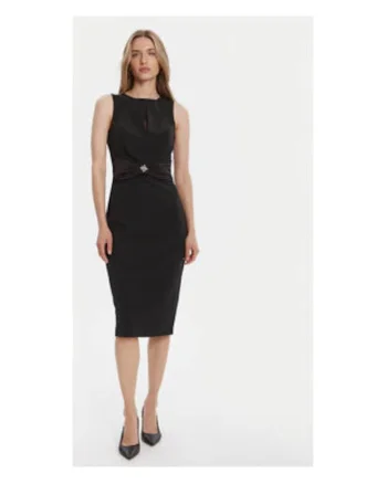 Rochie cocktail  neagra, 90% poliester, 10% elastan, Negru