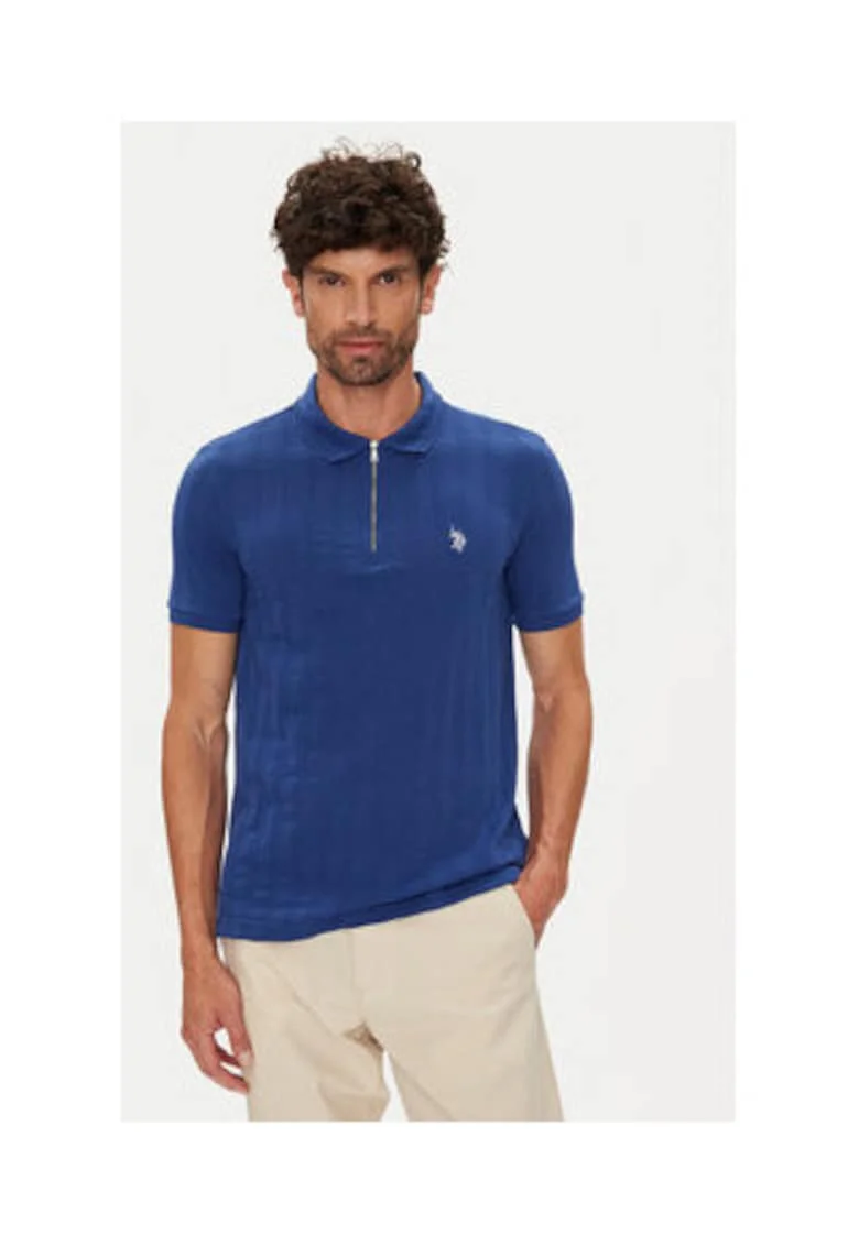 Tricou barbati,  albastru, 70% poliester, 30% bumbac