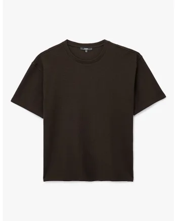 Tricou din bumbac cu model uni, Maro inchis