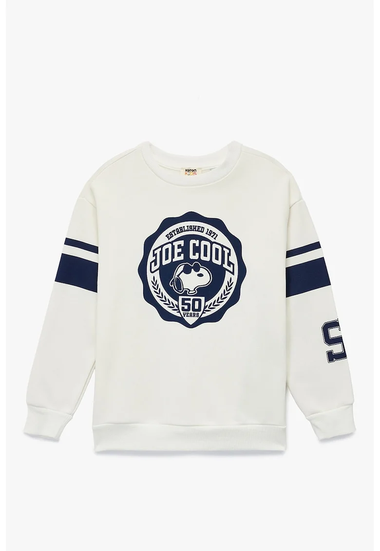 Bluza de trening din bumbac cu croiala supradimensionata, Alb fildes/Albastru ultramarin