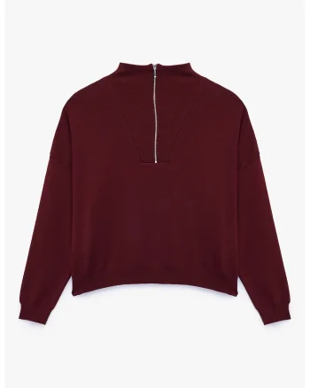 Pulover regular-fit cu fermoar, Rosu inchis